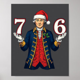 7-6 6-7 Funny George Washington Santa 67 Meme Chri Poster
