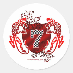 7 auto racing number tigers classic round sticker