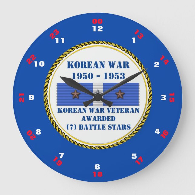 7 BATTLE STARS KOREAN WAR VETERAN LARGE CLOCK (Front)