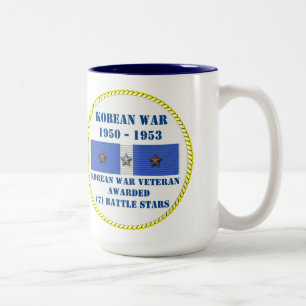 7 BATTLE STARS KOREAN WAR VETERAN Two-Tone COFFEE MUG