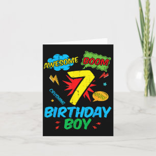 7 Birthday Boy Comic Cool 7th Bday Superhero Party Card