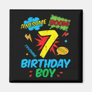 7 Birthday Boy Comic Cool 7th Bday Superhero Party Magnet