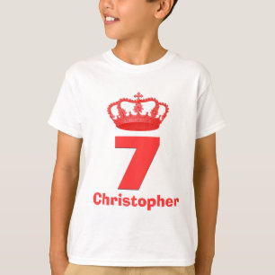 7 Birthday Boy Crown and Number Custom Name V05A T-Shirt