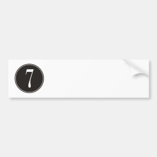 #7 Black Circle Bumper Sticker