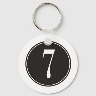#7 Black Circle Key Ring