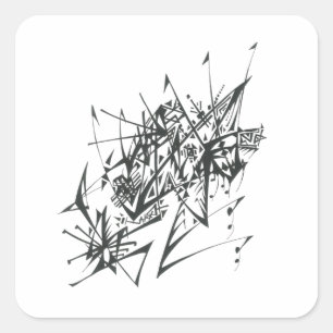 7 Black White Abstract Tribal Tattoo Art Square Sticker
