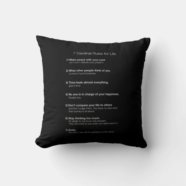 7 Cardinal Rules for Life Cushion (Front)