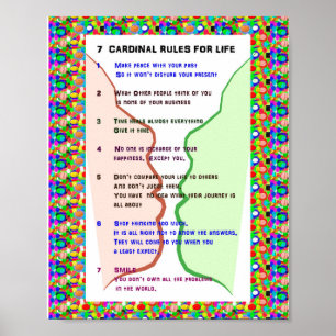 7 CARDINAL RULES FOR LIFE Graphic Art Wisdom Text Poster