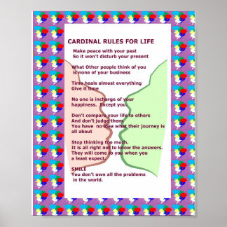7 CARDINAL RULES FOR LIFE Graphic Art Wisdom Text Poster