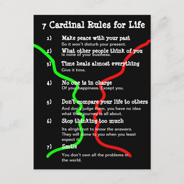 7 Cardinal Rules for LIFE Postcard (Front)