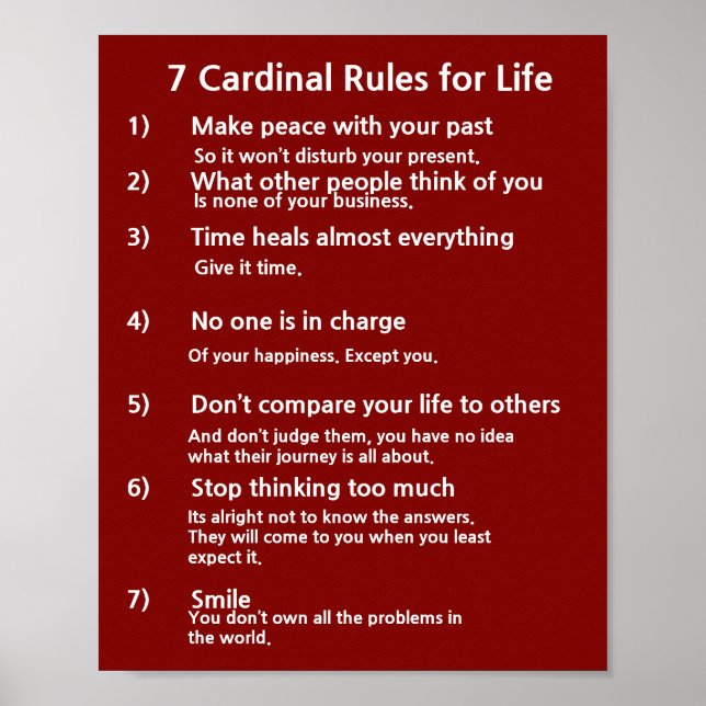7 Cardinal Rules for LIFE Poster (Front)