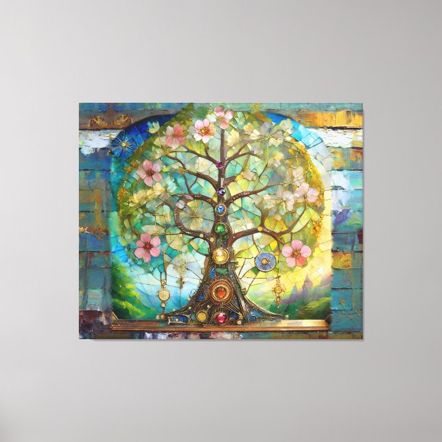 7 Chakra Blossoming Tree Of Life Canvas Print (Front)