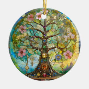 7 Chakra Blossoming Tree Of Life Ceramic Tree Decoration