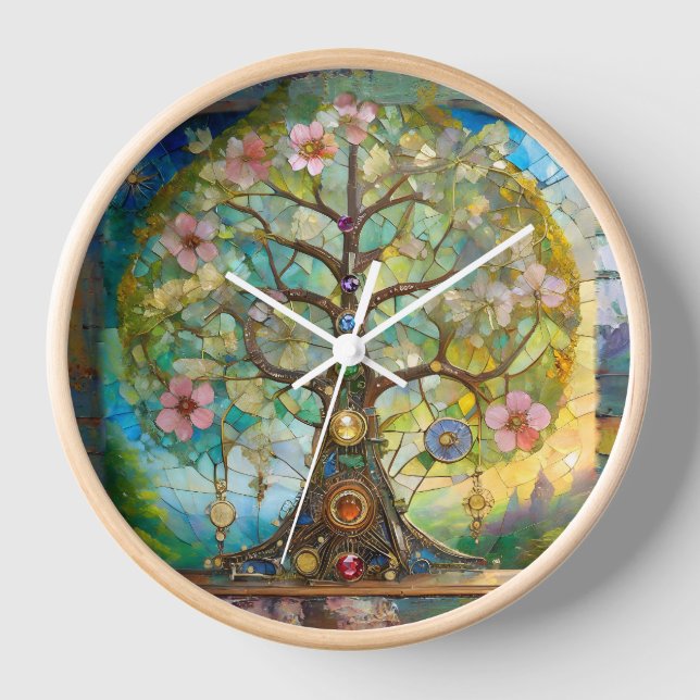 7 Chakra Blossoming Tree Of Life Clock (Front)