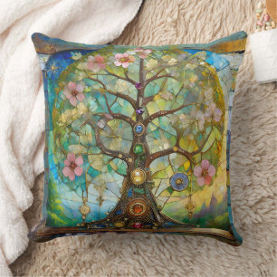 7 Chakra Blossoming Tree Of Life Cushion