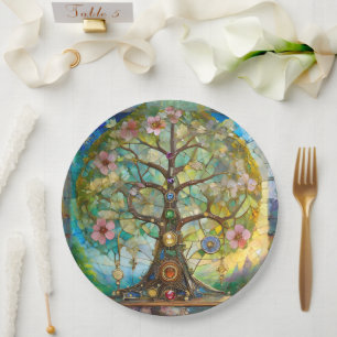 7 Chakra Blossoming Tree Of Life Paper Plate