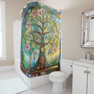 7 Chakra Blossoming Tree Of Life Shower Curtain