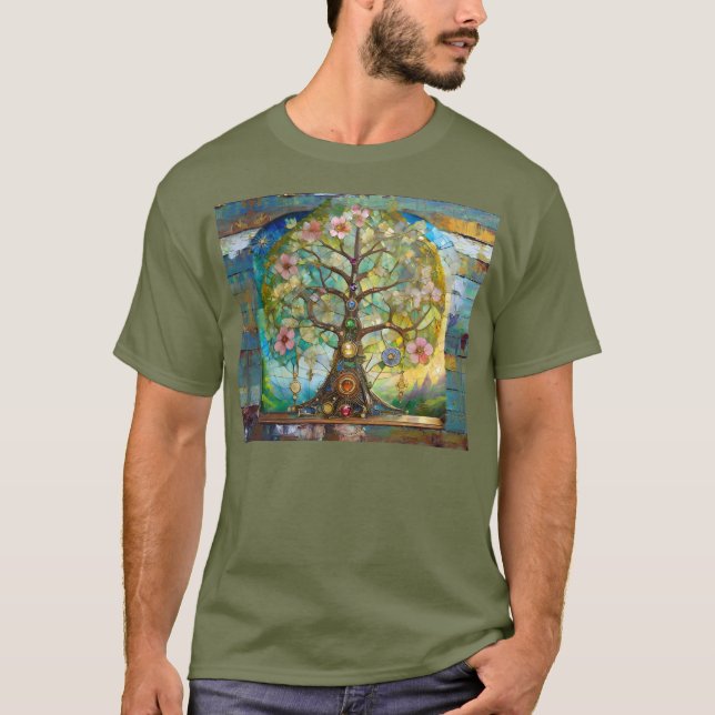 7 Chakra Blossoming Tree Of Life T-Shirt (Front)