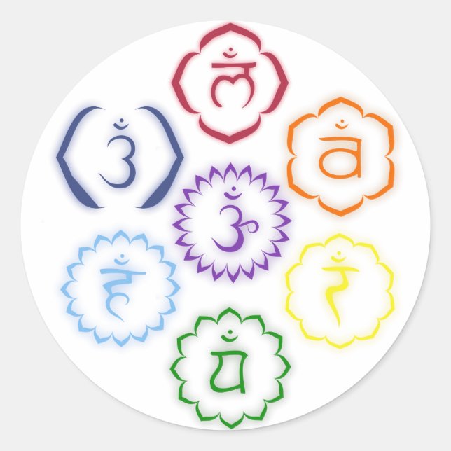 7 Chakras in a Circle Classic Round Sticker (Front)