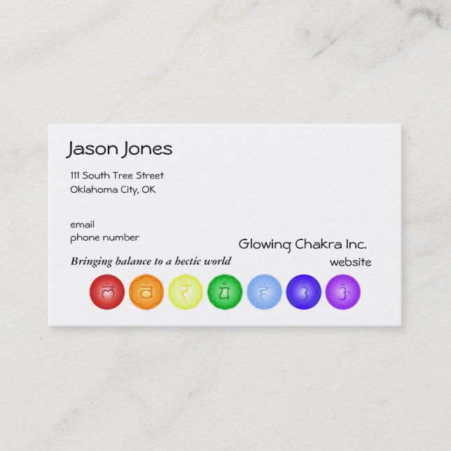 7 Chakras in a Line Business Card (Front)