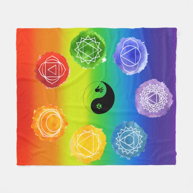 7 Chakras Medium Fleece Blanket (Front (Horizontal))