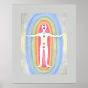 7 Chakras Subtle Energy Body Healing Reiki Grey Poster