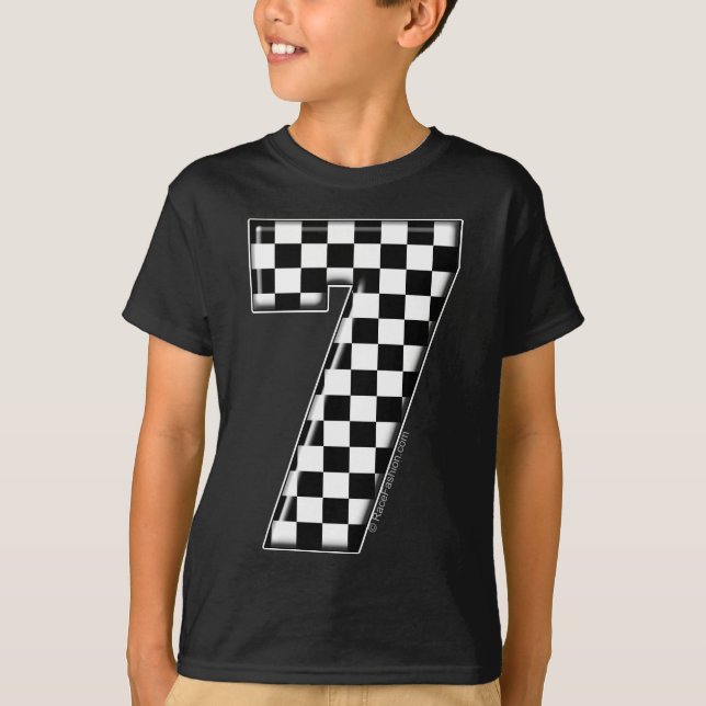 7 chequered auto racing number T-Shirt (Front)