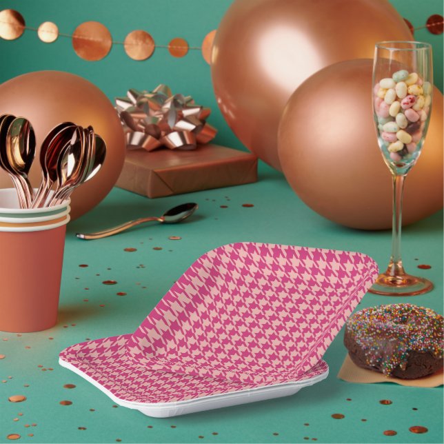 7" Chequered Square Paper Plates (Multi)
