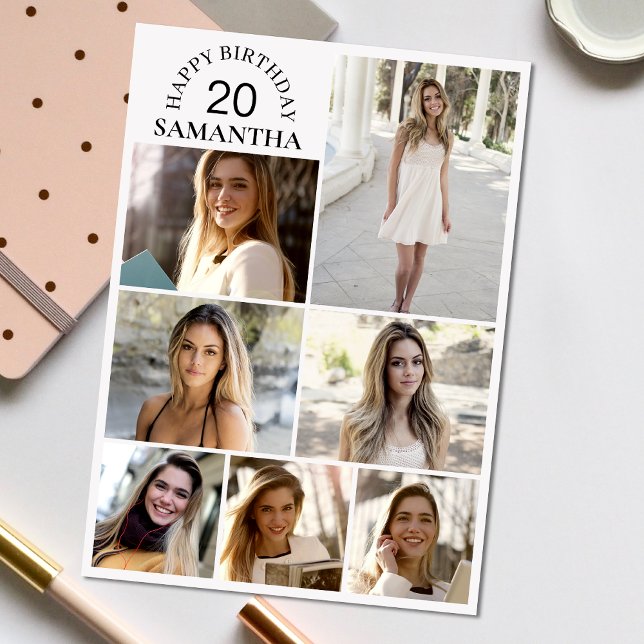 7 Collage | Photo Any Age Birthday Card (Personalize the collage birthday greeting card to create a special keepsake for your loved one!)