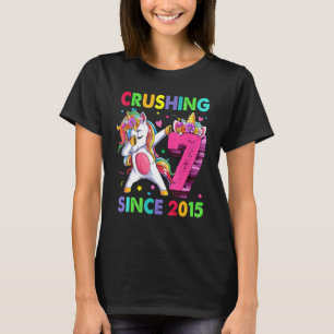 7 Crushing It Since 2015 Dabbing Unicorn 7th Birth T-Shirt