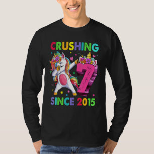 7 Crushing It Since 2015 Dabbing Unicorn 7th Birth T-Shirt