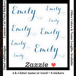 7 Custom Name Word, 4-5 letters Elegant Script Tel