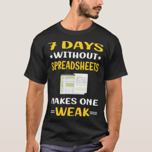 7 Days Without Spreadsheet Spreadsheets T-Shirt