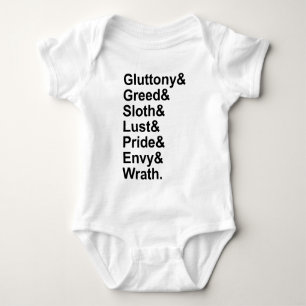7 Deadly Sins - Pride Gluttony Lust Wrath Envy Baby Bodysuit