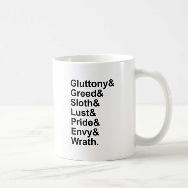 7 Deadly Sins - Pride Gluttony Lust Wrath Envy Coffee Mug (Right)