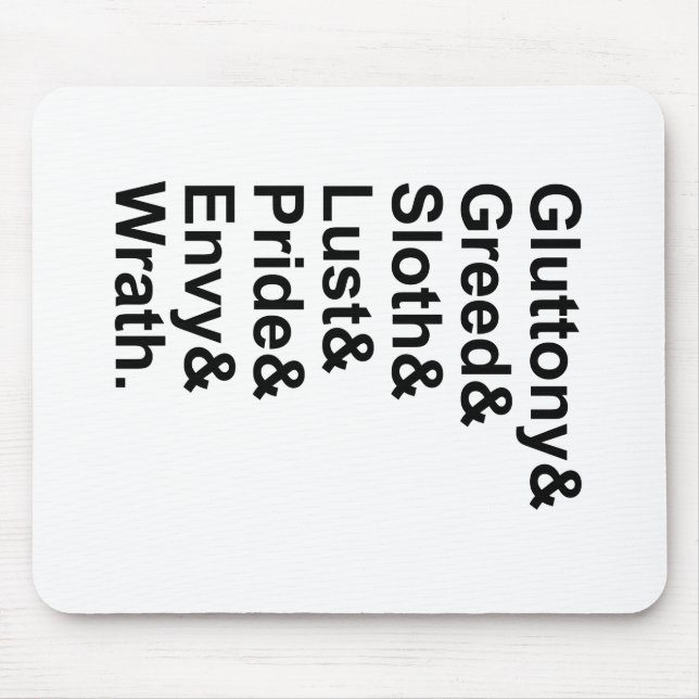 7 Deadly Sins - Pride Gluttony Lust Wrath Envy Mouse Mat (Front)