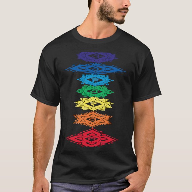 7 Floral Chakra Symbols T-Shirt (Front)