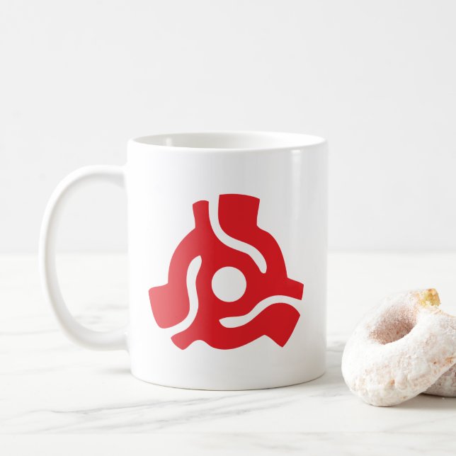 7 inch 45 rpm vinyl adapter insert spindle spider coffee mug (With Donut)