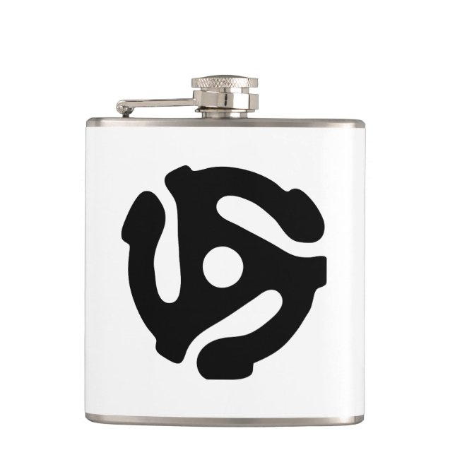 7 inch 45 rpm vinyl adapter insert spindle spider hip flask (Front)