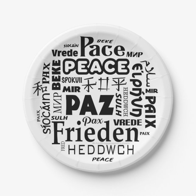 7 inch paper plate peace languages (Front)