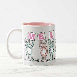 7 Letter Name with Rabbits Coffee Mug