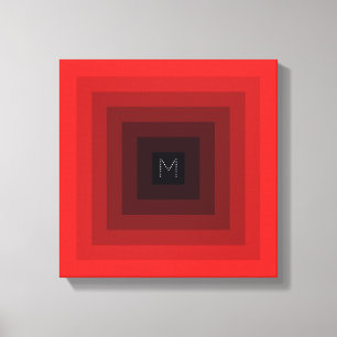 7-Level Red Inverted Pyramid Initial Personalised Canvas Print
