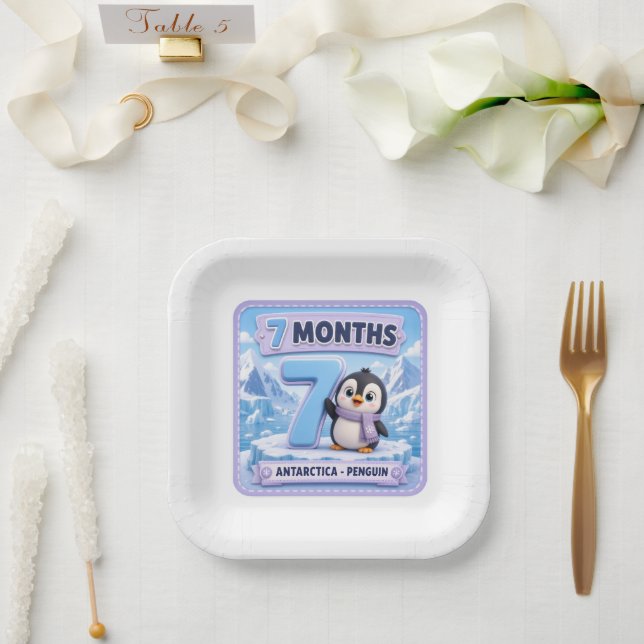 7 Months Baby Milestone Explorer Paper Plate (Wedding)