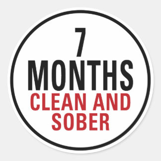 7 Months Clean and Sober Classic Round Sticker