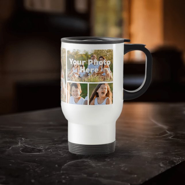 7 Multi Photo Personalised Collage Travel Mug (7 photo personalized coffee travel mug)