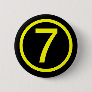 7 - number seven 6 cm round badge