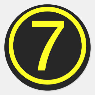 7 - number seven classic round sticker