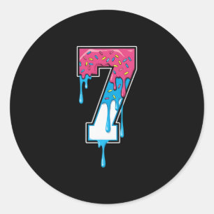 7 Number Seven Team Sports Ice Cream Drip 67 Six S Classic Round Sticker
