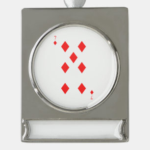 7 of Diamonds Silver Plated Banner Ornament