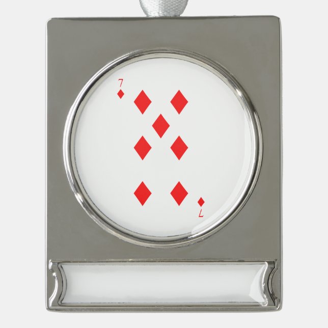 7 of Diamonds Silver Plated Banner Ornament (Front)